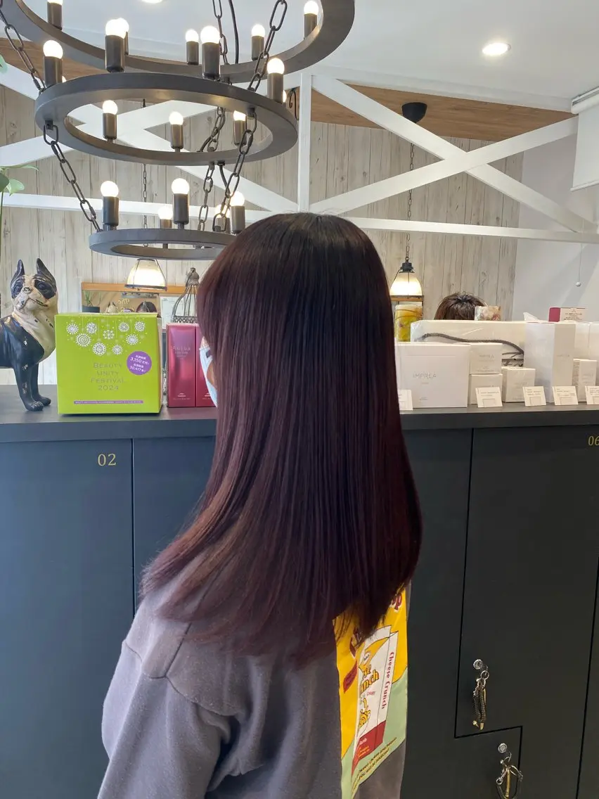 ロング カラー ブラウンカラー ピンクカラー ピンクブラウン 柴田 枝利子のヘアスタイル