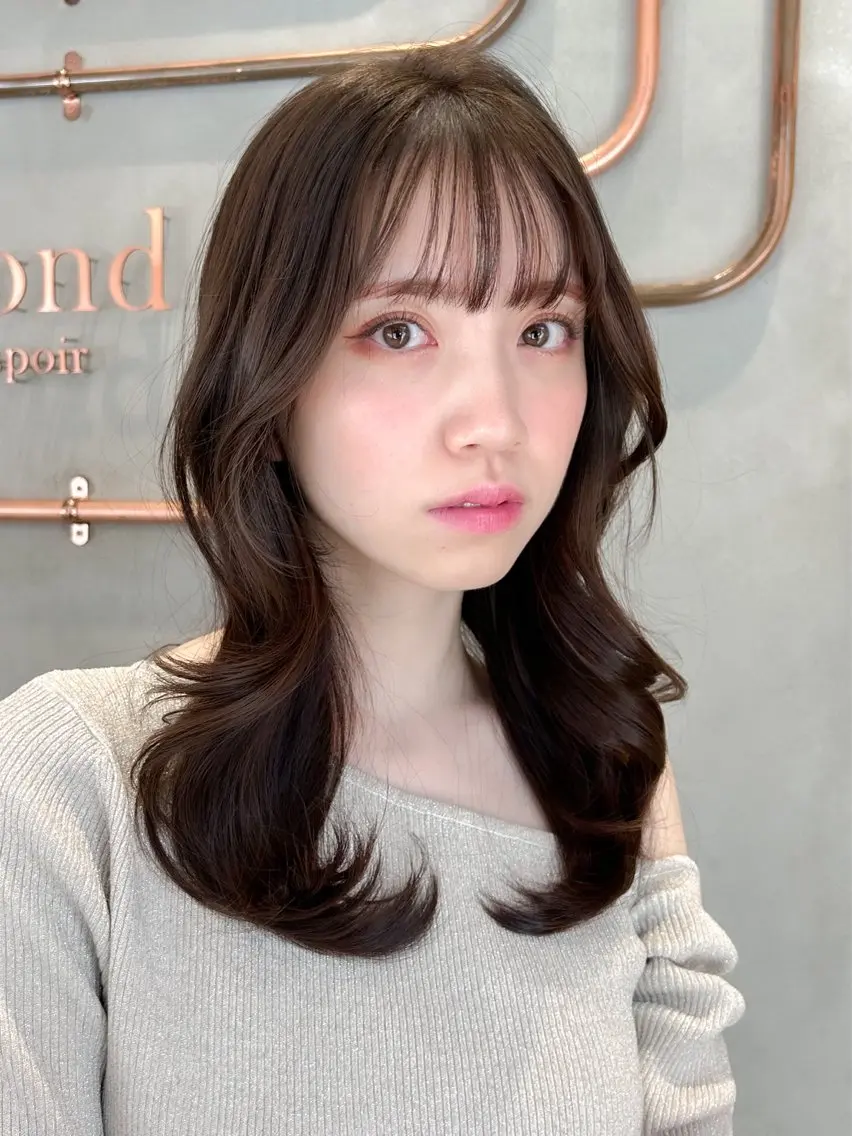 ミディアム 縮毛矯正 ヘアカラー 韓国ヘア🇰🇷/縮 毛矯正🫧/木村和生のヘアスタイル