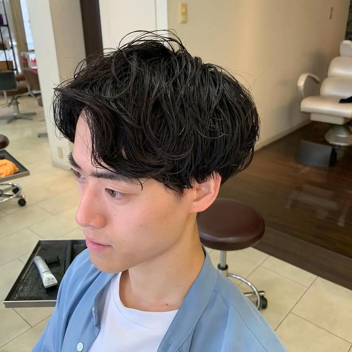 ショート パーマ メンズ カット パーマ 甲斐 司のヘアスタイル