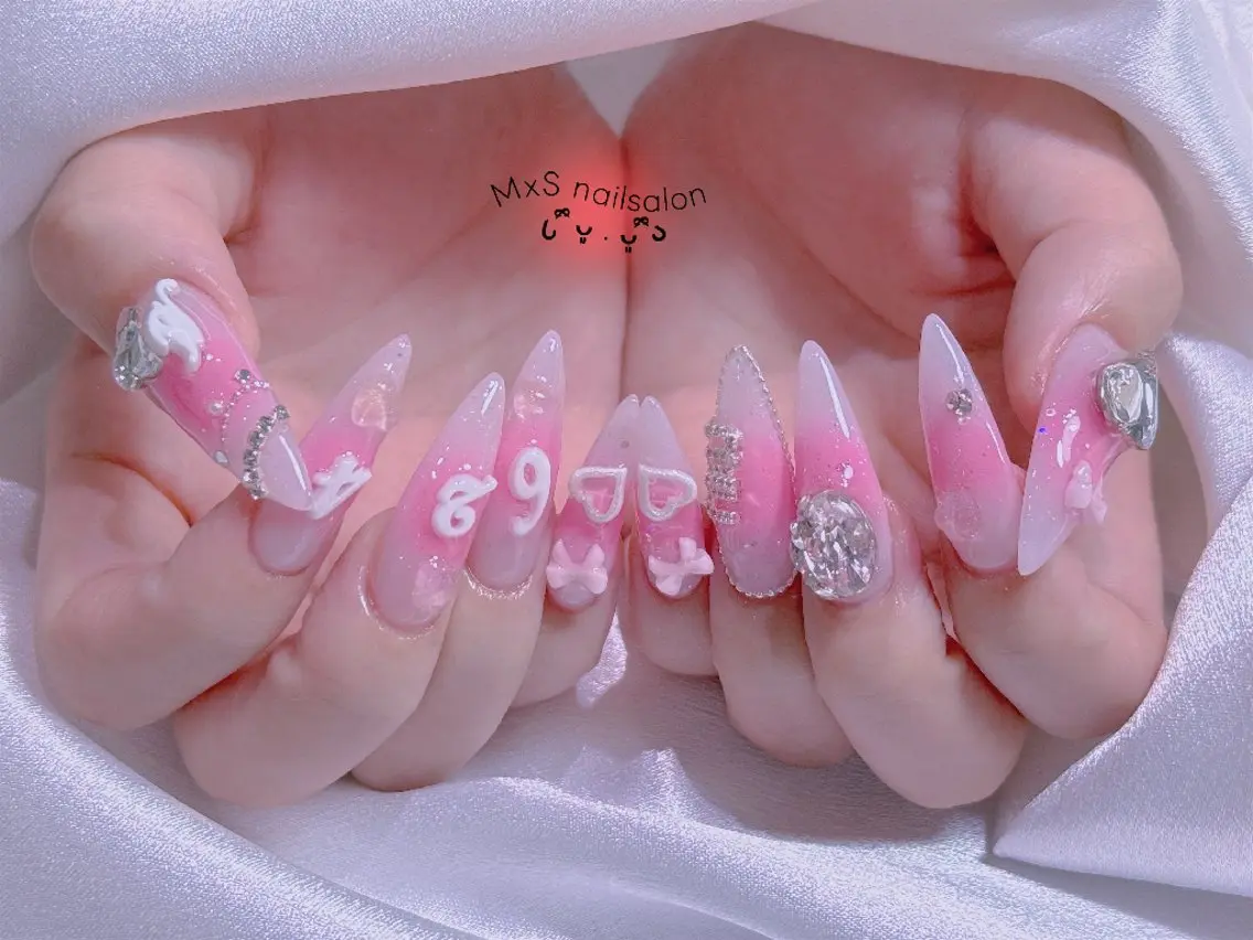 ネイル ジェルネイル 氷ネイル・うるうるネイル 韓国ネイル パラジェル ワンホンネイル ハンドネイル M×S Nail みなのネイルデザイン
