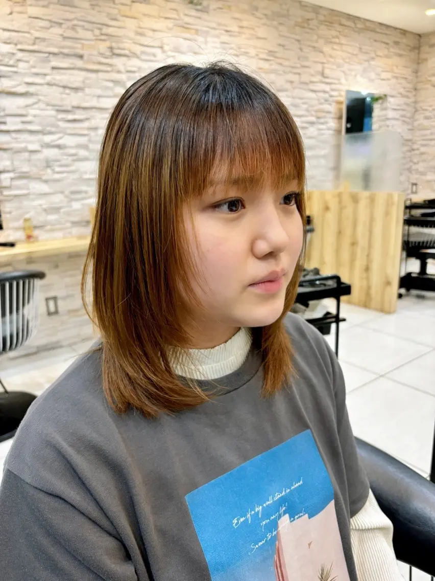 ミディアム 顔周りカット 髪質改善 レイヤーカット トリートメント ウルフカット カット トリートメント 田野倉NEXT店 美髪ニストのヘアスタイル