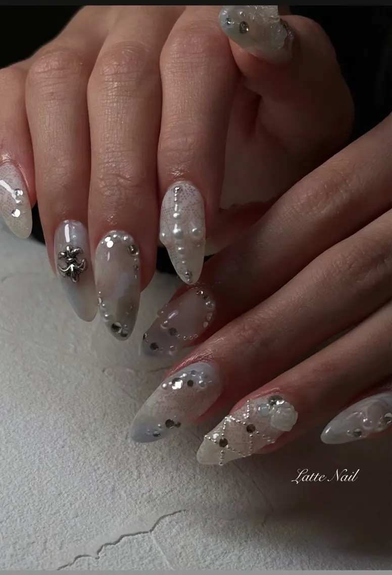 ミディアム ハンドネイル Latte Nail 十三のネイルデザイン