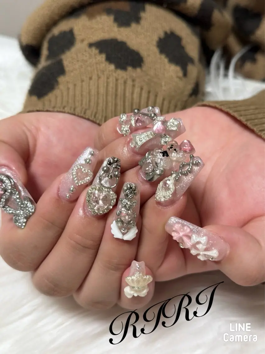 ネイル ジェルネイル ロングネイル ピンク スカルプネイル シンプルネイル riri オーナーのネイルデザイン