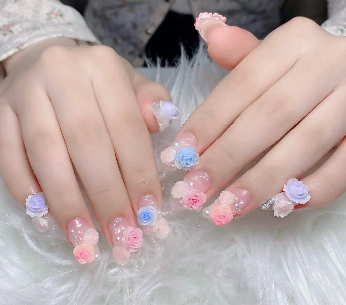 ネイル チークネイル 長さ出し フラッシュネイル フレンチネイル グラデーション ハンドネイル Lenie Nail Salonのネイルデザイン