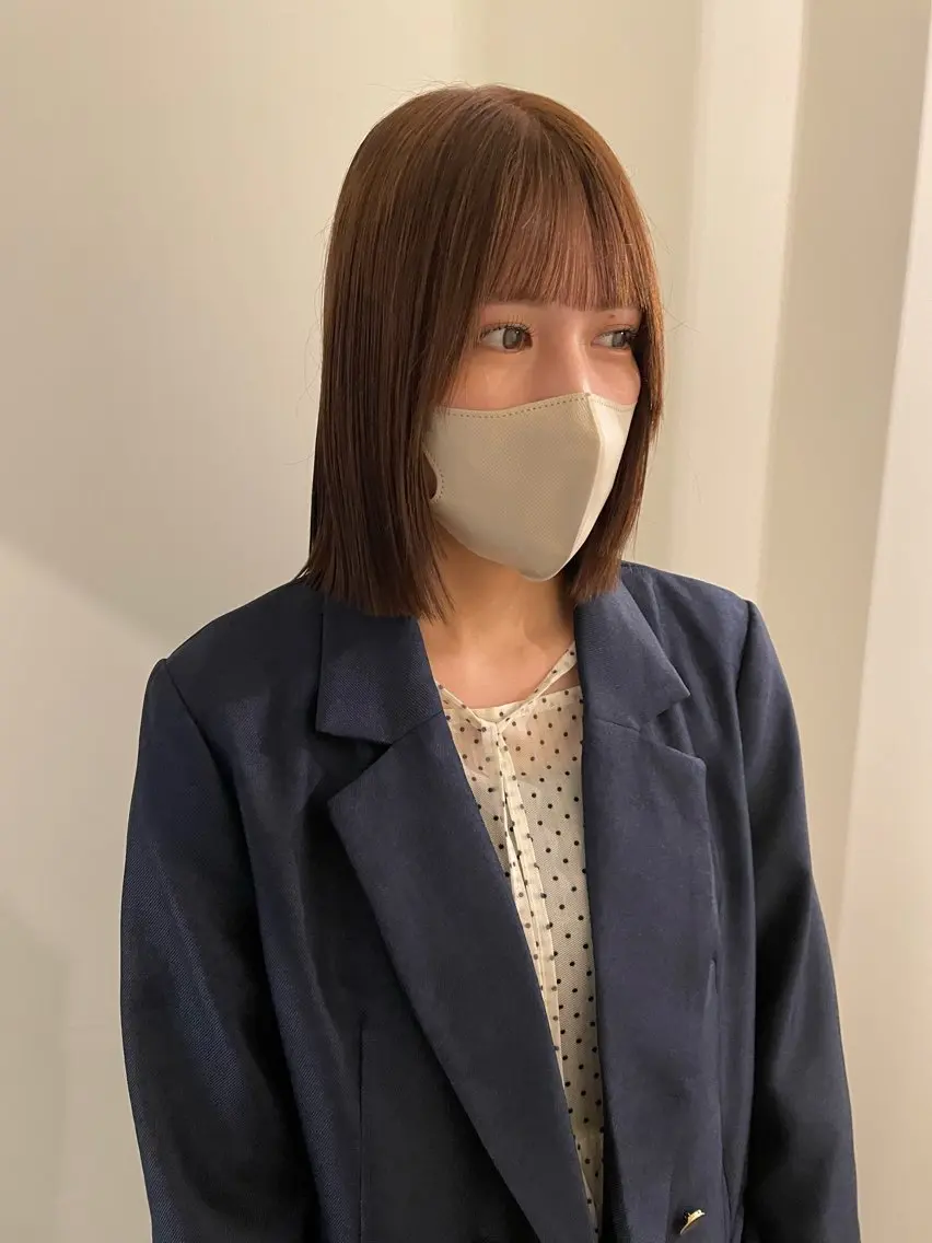 ミディアム カラー ブラウンカラー カット ヘアカラー トリートメント 渋谷 留菜のヘアスタイル