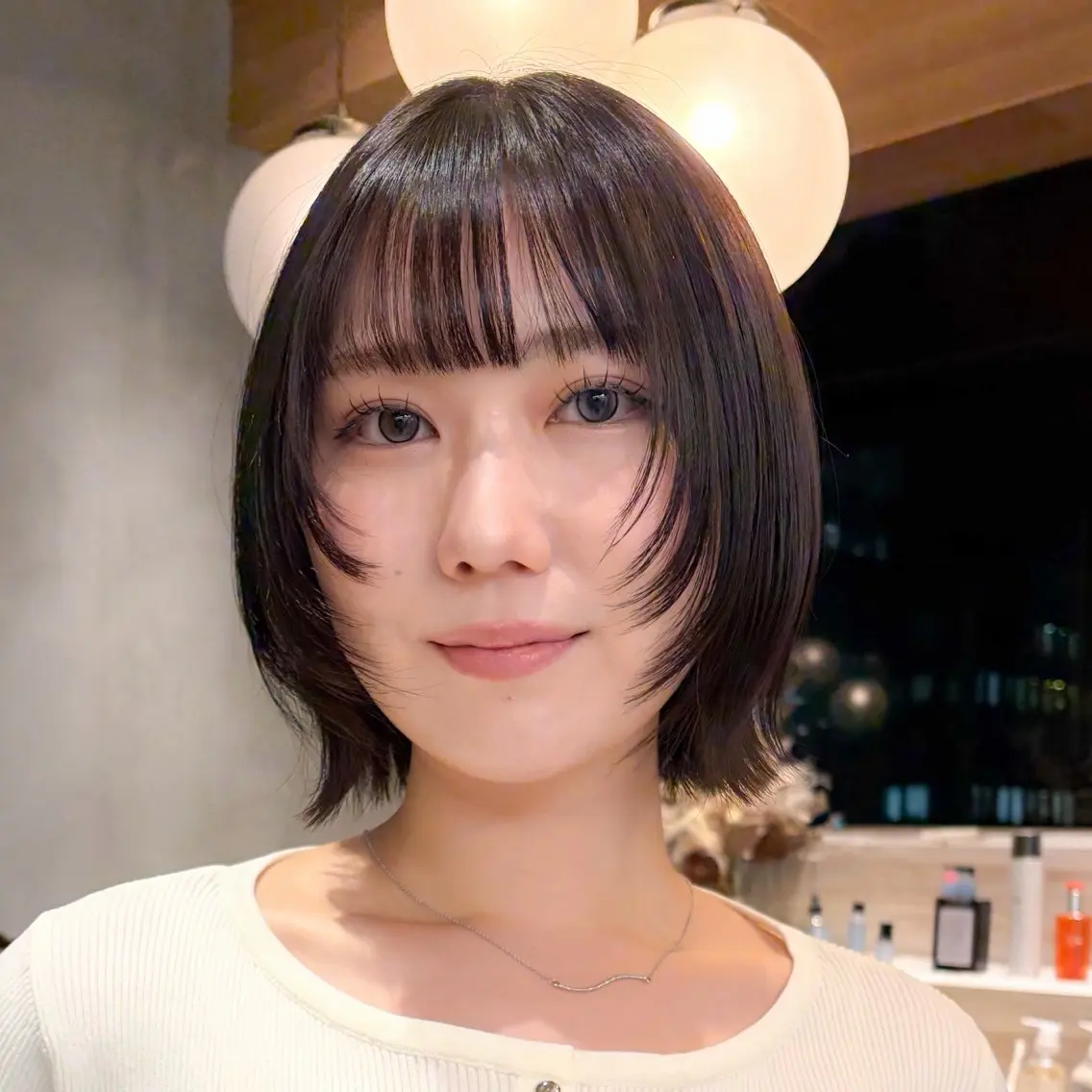 ショート 顔まわりレイヤー レイヤーカット 小顔カット カット ヘアカラー トリートメント ♥️ボブ縮毛矯正/暖 色/minami♥️のヘアスタイル
