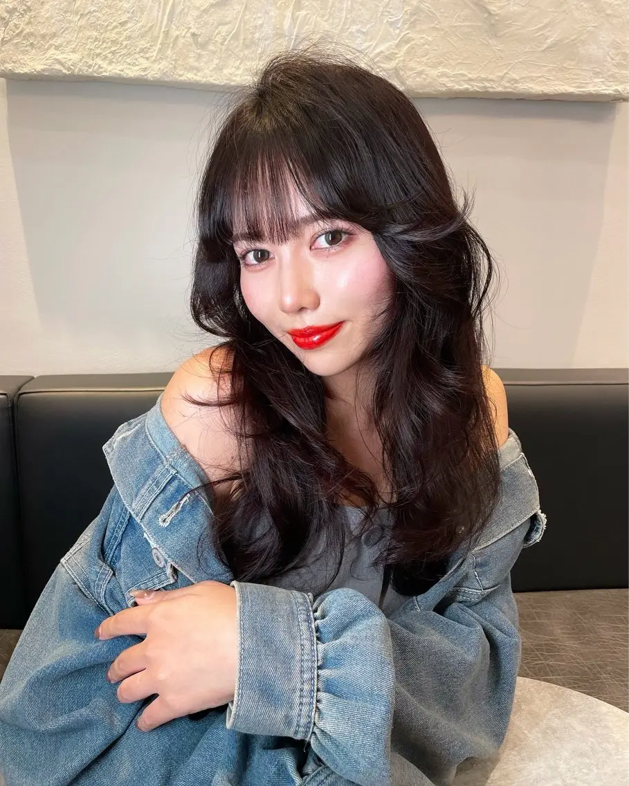 セミロング カット ヘアカラー 韓国✖️網紅🖤 パーマYURIYAのヘアスタイル