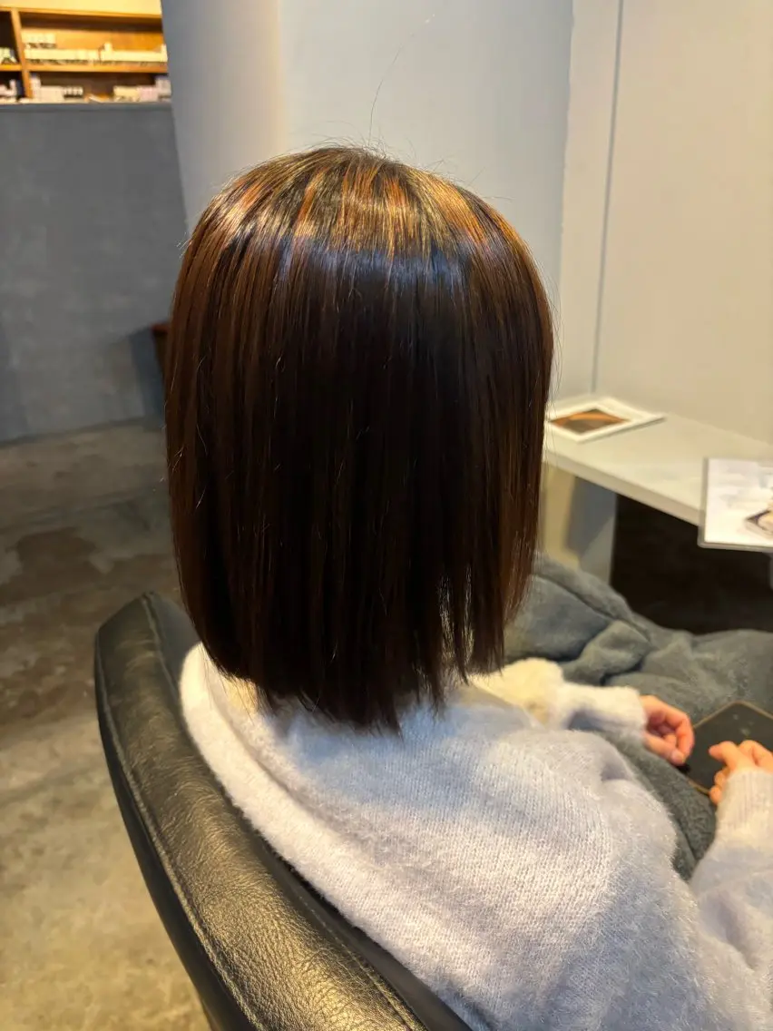 ミディアム 酸性ストレート 縮毛矯正 松倉 沙奈のヘアスタイル
