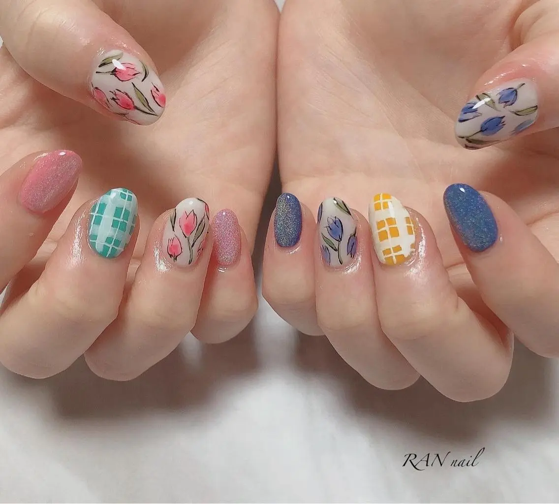 ネイル フラワーネイル マグネットネイル オフィスネイル ワンカラーネイル 春ネイル ハンドネイル フットネイル RAN nailのネイルデザイン