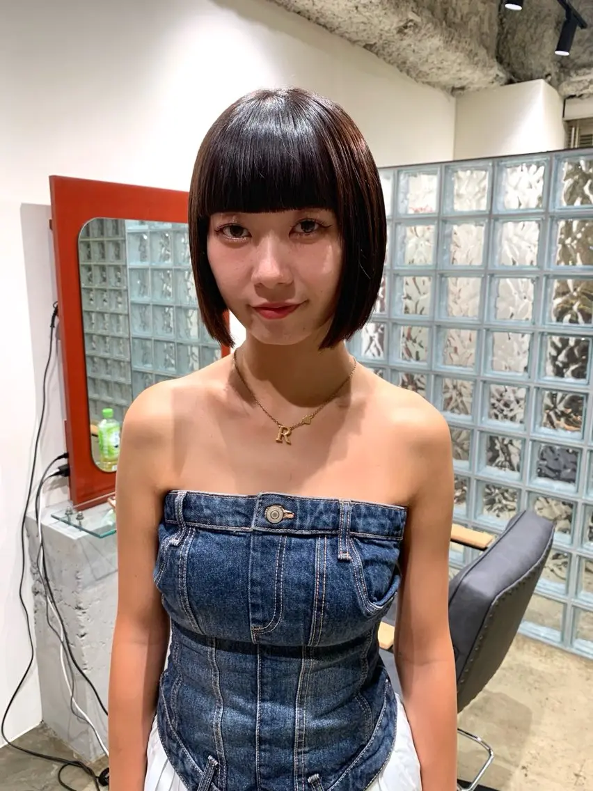ショート ボブ 酸性ストレート カット 縮毛矯正 トリートメント nol栄 AYURIのヘアスタイル