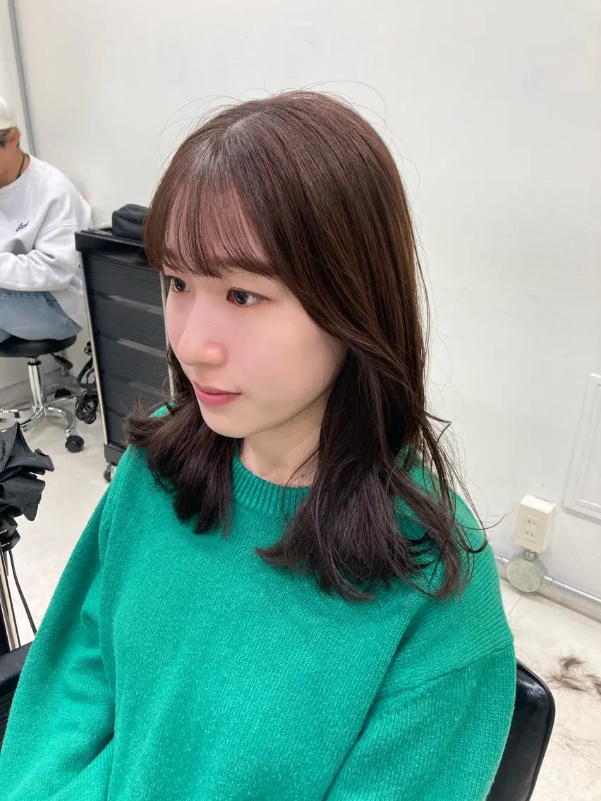ミディアム カラー カット ヘアカラー トリートメント 💖ブリーチなし透明 感💖ASAHIのヘアスタイル