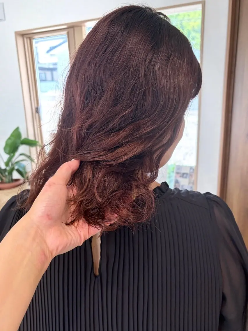 ミディアム カット ヘアカラー 前髪・顔周りカット☆ あらいみゆのヘアスタイル