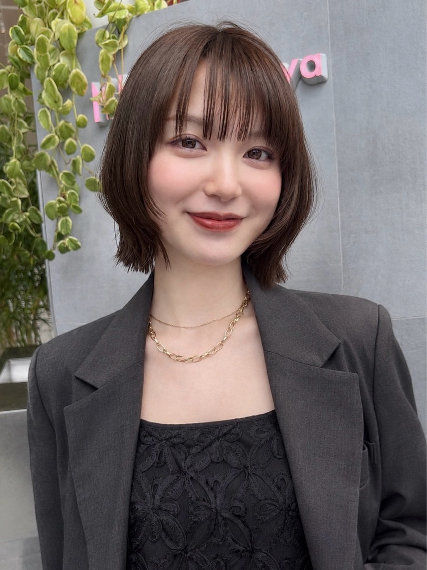 ミディアム ボブ レイヤーカット トリートメント カット ヘアカラー トリートメント 結莉/似合わせ/ MINXスタイリストのヘアスタイル