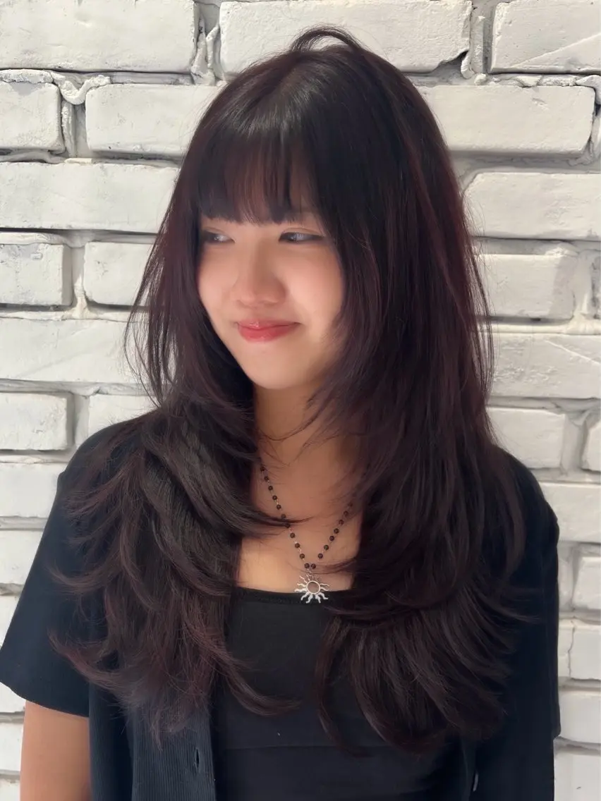 ロング レイヤーカット カット ヘアカラー トリートメント レイヤーカット 早崎太生のヘアスタイル