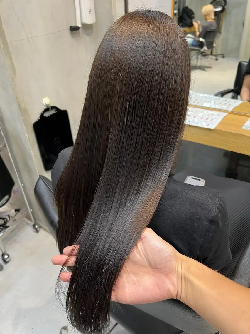 ロング カラー ブラウンカラー トリートメント ヘアカラー ゆら /elima調布のヘアスタイル