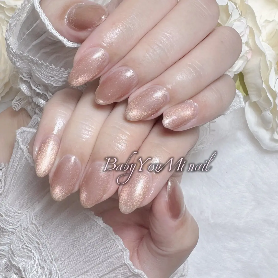 ネイル オーロラネイル チークネイル 成人式 フットネイル フレンチネイル ハンドネイル BabyYouMi nailのネイルデザイン