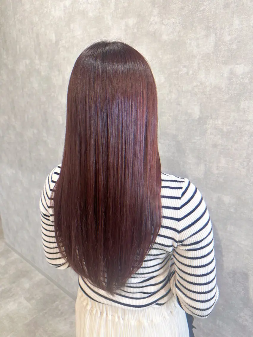 ロング カラー レッドカラー レイヤーカット ロング Rangali nanamiのヘアスタイル
