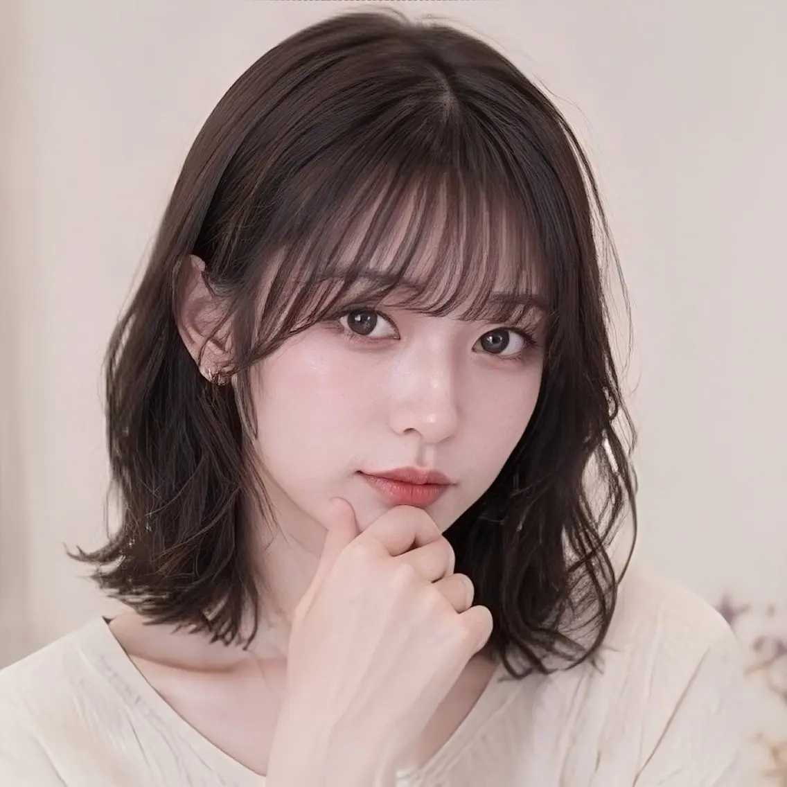 セミロング カット レイヤー/顔まわり /縮毛矯正/おばかんのヘアスタイル
