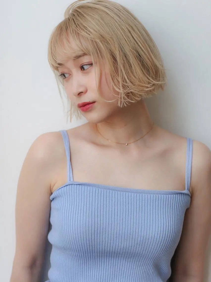 ショート カラー パーマ ヘアアレンジ ハイトーンカラー ボブ カット ヘアカラー トリートメント 髪質改善/韓国風 レイヤー/田村祐樹のヘアスタイル