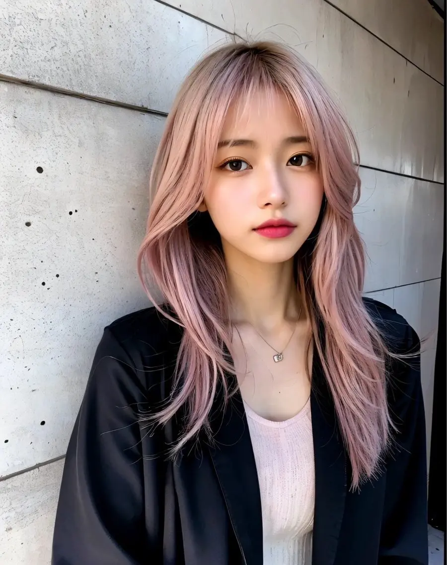 前髪顔まわりカット＋透明感ダブルカラー＋トリートメント（ブリーチ込み）の写真