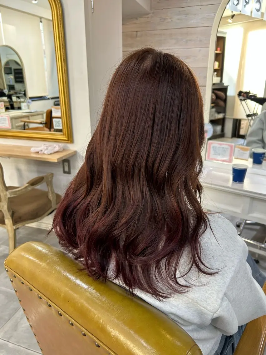 ロング カラー ブラウンカラー グラデーションカラー ピンクカラー カット ヘアカラー トリートメント 🍟月舘りほ カラー/髪質改善🍟のヘアスタイル