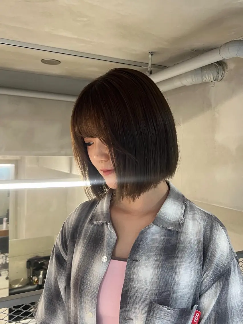 ミディアム 切りっぱなしボブ ボブ ヘアカラー 🪽ruan 🎀モデル募集中のヘアスタイル