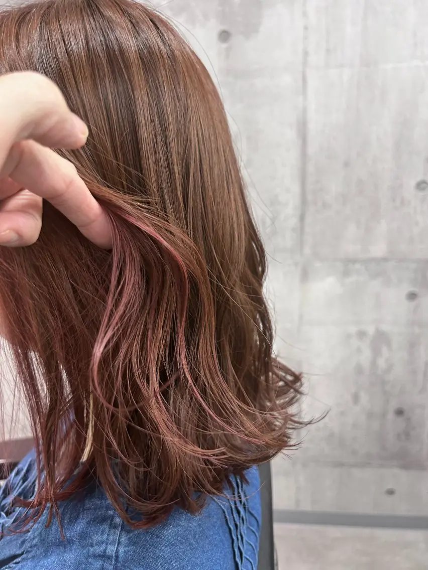 ミディアム カラー ミディアムパーマ アクアカラー バレイヤージュ ブリーチ ケアブリーチ ヘアカラー トリートメント newi赤羽 ✂️KEN✂️のヘアスタイル