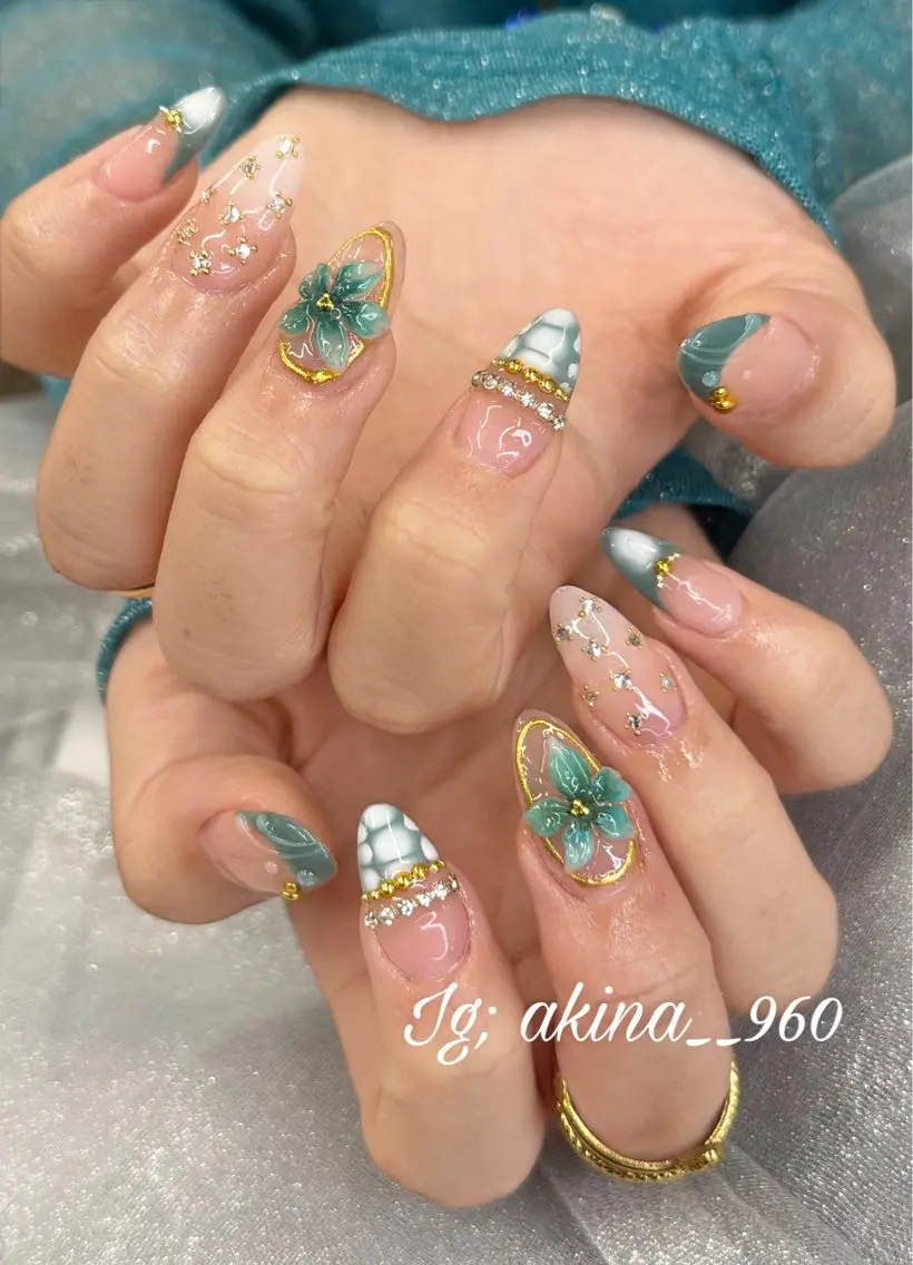 ネイル フットネイル 氷ネイル・うるうるネイル マットネイル ニュアンスネイル リボン ハンドネイル Akina Nailのネイルデザイン