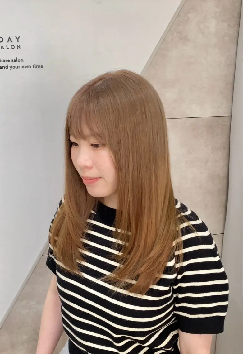 🤍ミルクティーにしたい方はこれ！✨1ブリーチダブルカラー+カット+高保湿トリートメント(中明度)🤍の写真