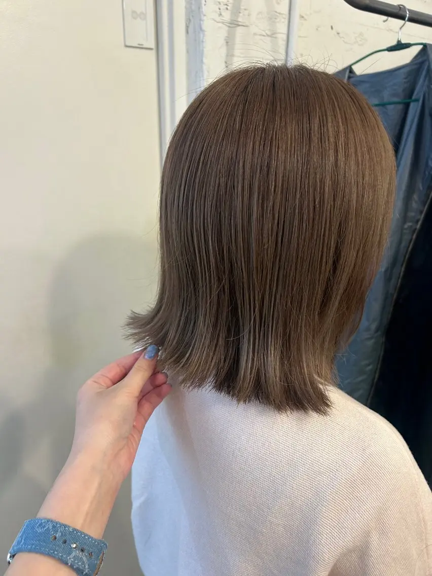 ミディアム カラー ベージュカラー ブリーチ 透明感カラー ブリーチなしカラー ヘアカラー トリートメント ＊UNU＊ RICOのヘアスタイル