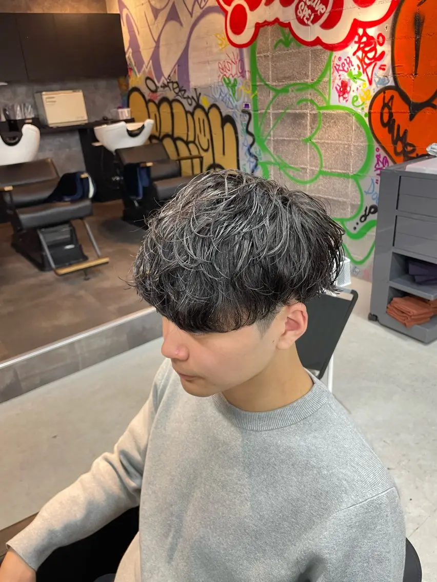 ショート メンズパーマ 毛流れ/シャドウのヘアスタイル