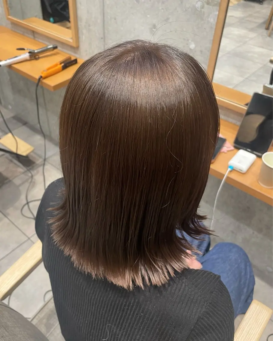 ミディアム カラー 💗暖色/艶カラー/ レイヤー/栗原萌希のヘアスタイル