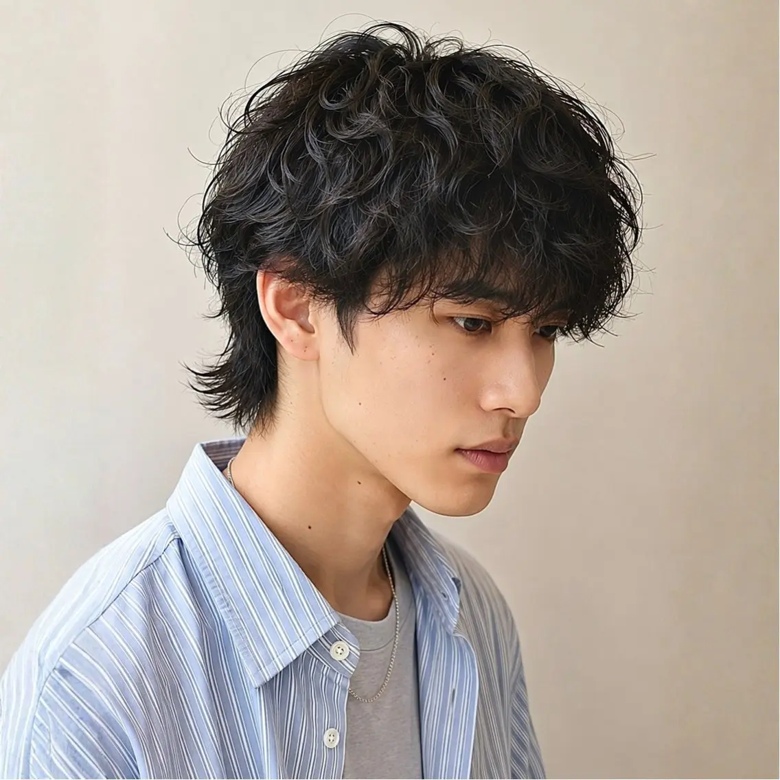 ミディアム ミディアムパーマ くせ毛 ハイライト レイヤーカット 似合わせカット カット パーマ メンズ特化🦚 片山/銀座/有楽町のヘアスタイル