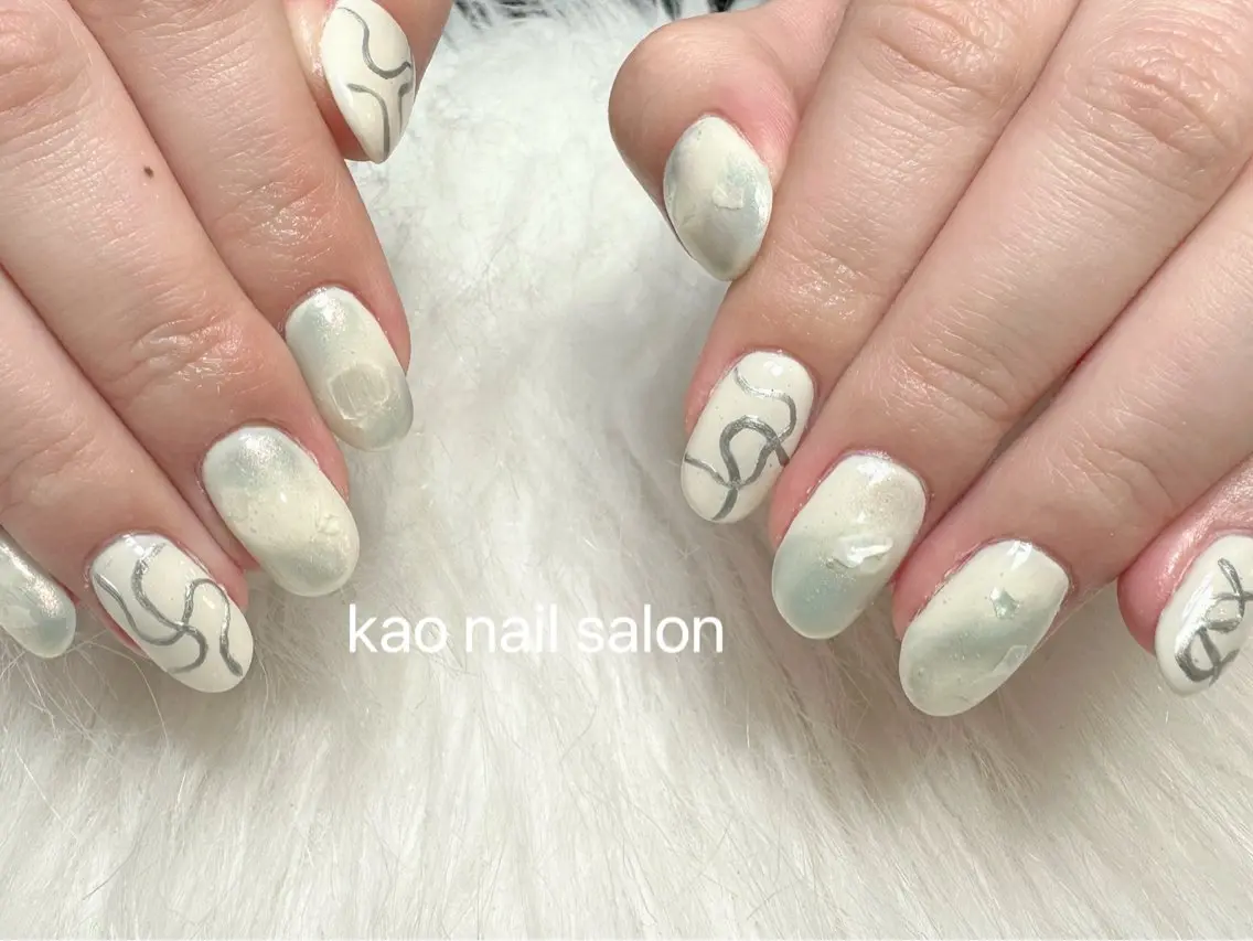 ネイル チークネイル 長さ出し フレンチネイル ジェルネイル ガラスフレンチ ハンドネイル kao nail マグネット/長さだしのネイルデザイン