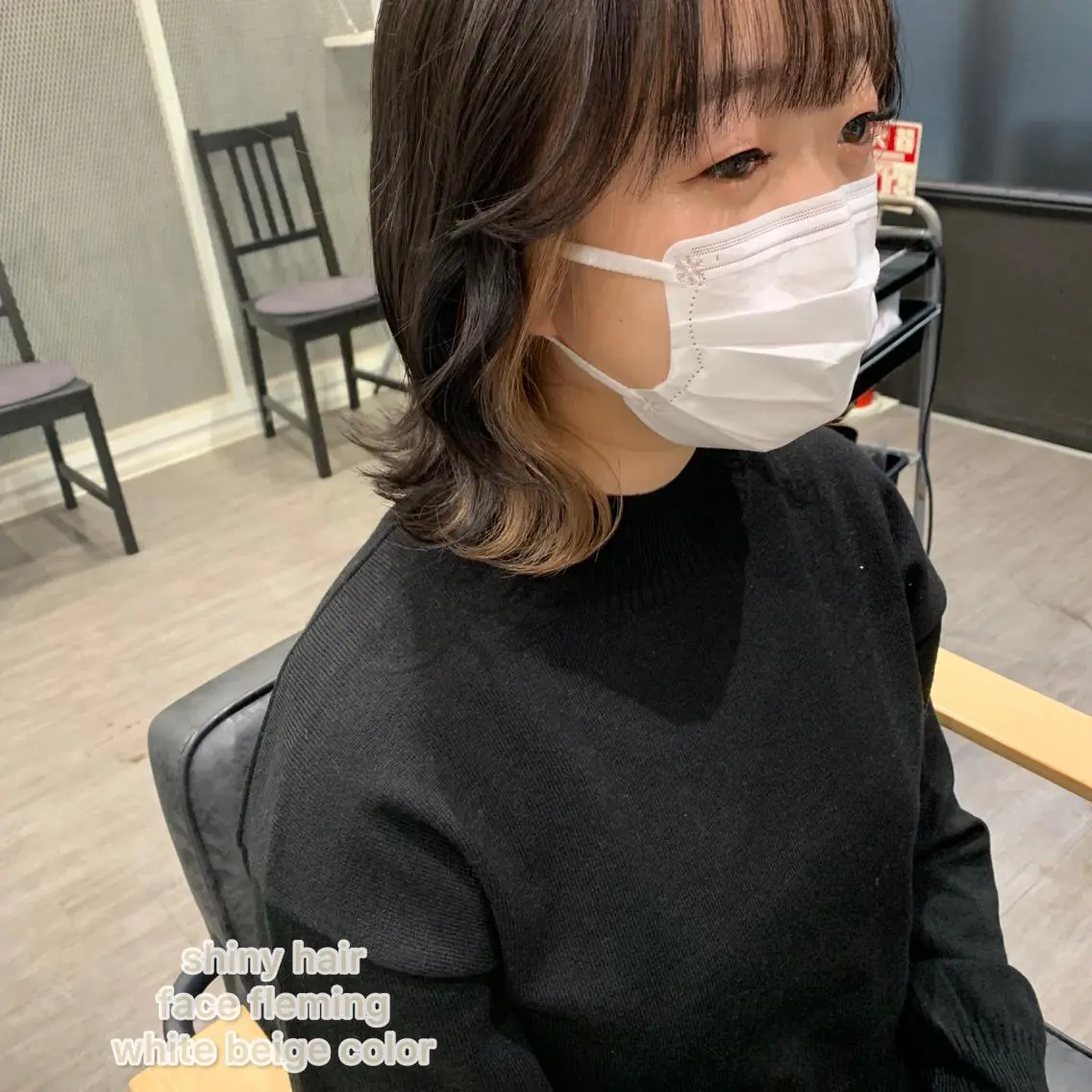 ミディアム カラー ベージュカラー ホワイトベージュ 艶髪レイヤー上田 紗也🇰🇷💗のヘアスタイル
