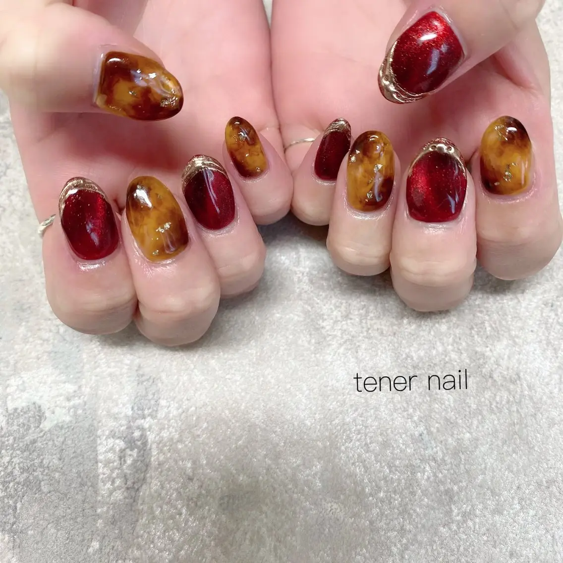 ネイル べっ甲ネイル ボルドー マグネットネイル ハンドネイル テネルネイル tener nailのネイルデザイン