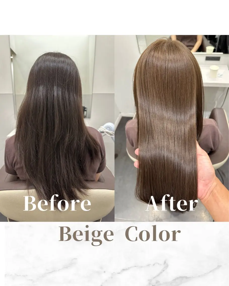 ロング カラー ベージュカラー ブリーチ 透明感カラー ミルクティーベージュ ブリーチなしカラー カット ヘアカラー トリートメント 【美髪矯正 /髪質改善】RINのヘアスタイル
