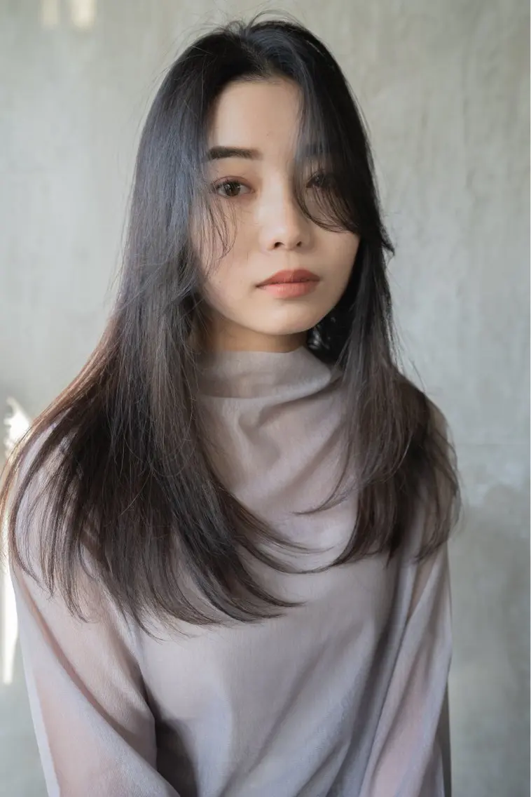 ロング カット 縮毛矯正 トリートメント 落合 妙佳のヘアスタイル