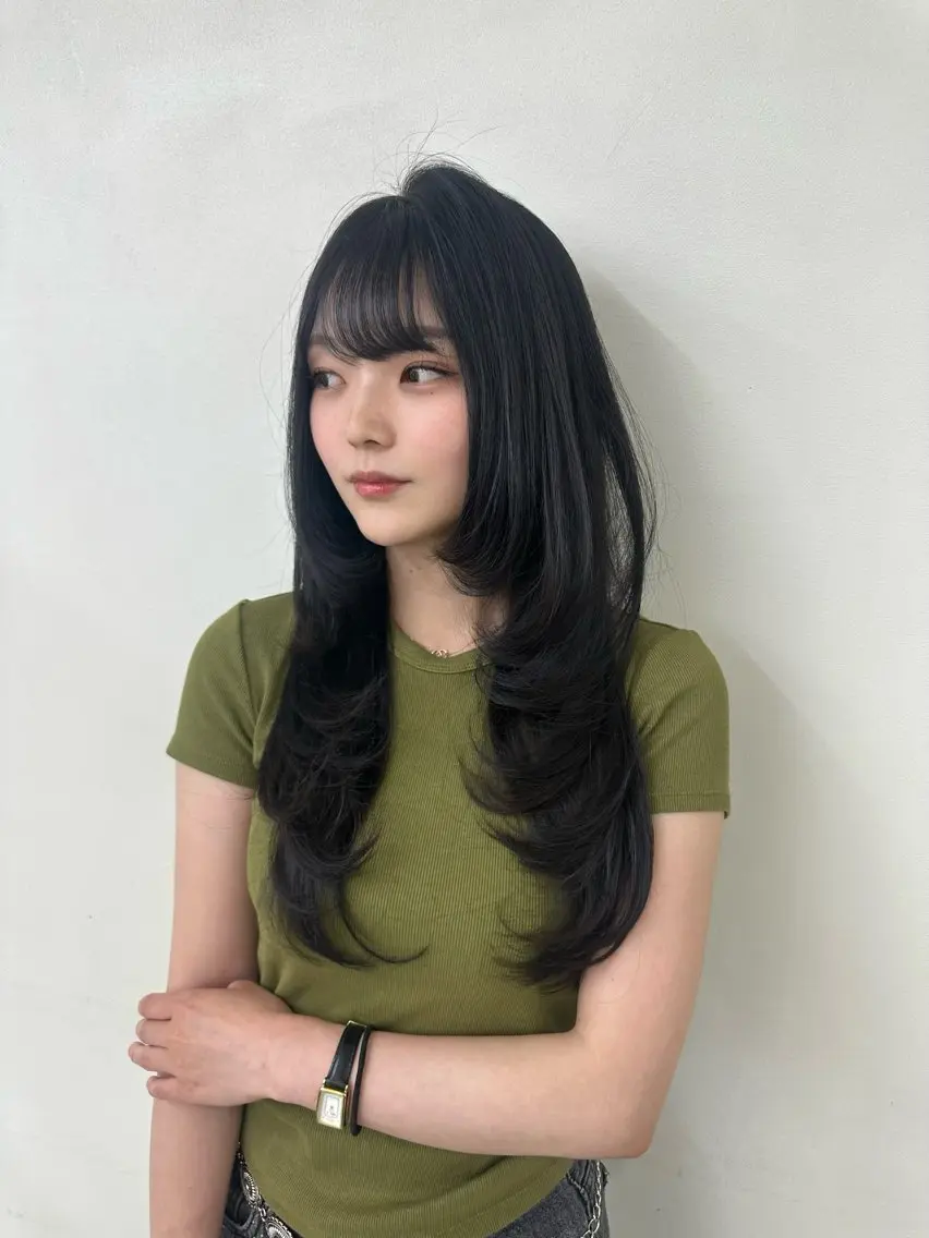 ロング カラー 透明感カラー グレージュ くびれヘア 韓国風ヘア レイヤーカット カット ヘアカラー 艶髪/ブリーチ🌟 銀座/HARUKAのヘアスタイル