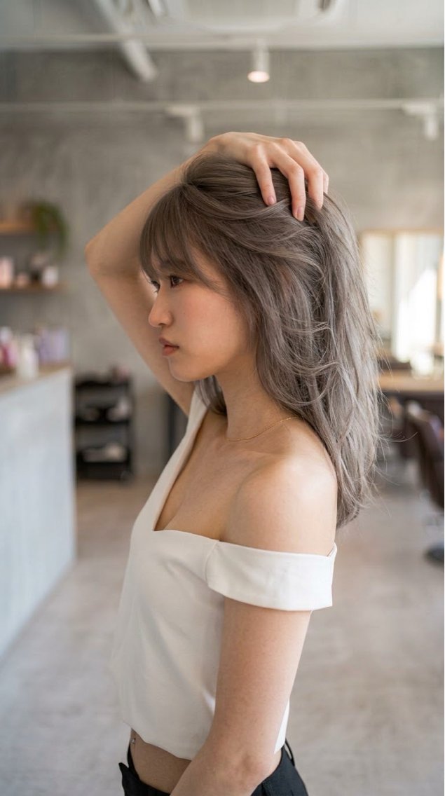 ミディアム カラー バレイヤージュ ブリーチ レイヤーカット ヘアカラー トリートメント 小川 海のヘアスタイル
