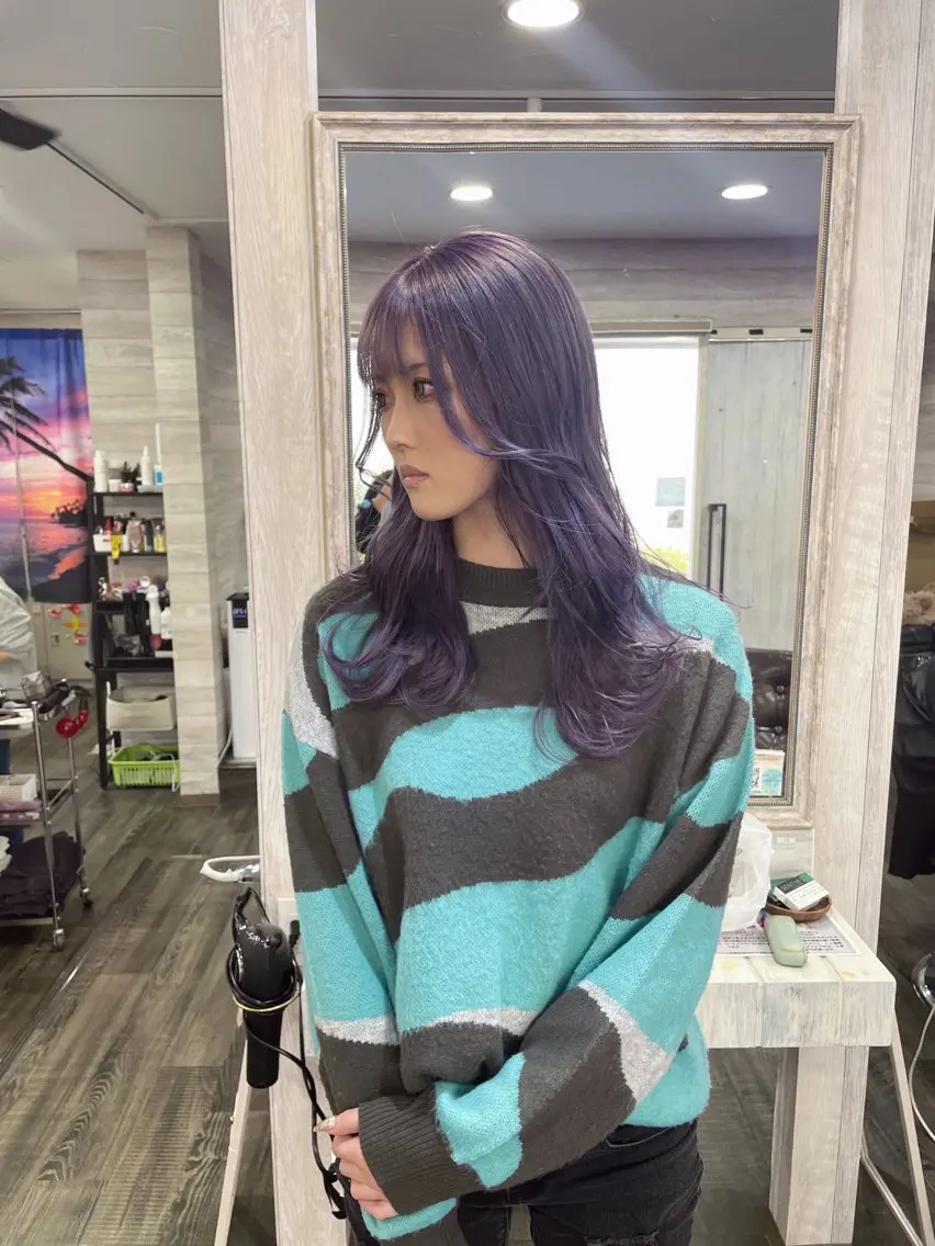 セミロング パープルカラー ヘアカラー トリートメント LOCO/ Koukiのヘアスタイル