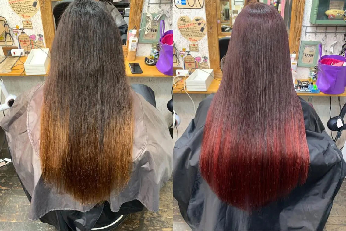 カラー ブリーチ レッドカラー ヘアカラー カラーモデル募集ෆ SAEのヘアスタイル