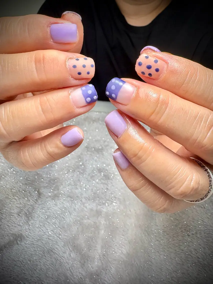 ネイル ドット マットネイル パープル ハンドネイル nail.s misatoのネイルデザイン