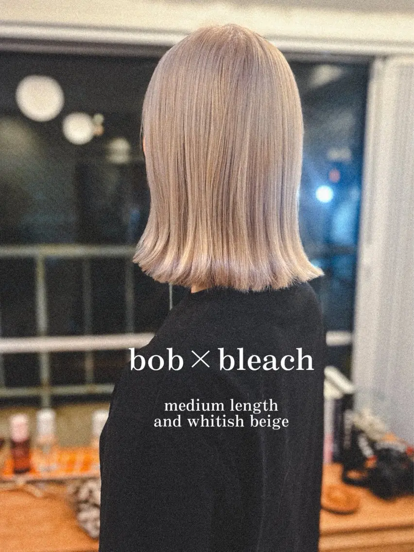 ミディアム カラー カット ヘアカラー 中目黒ブリーチカラー ボブ橋本青輝のヘアスタイル