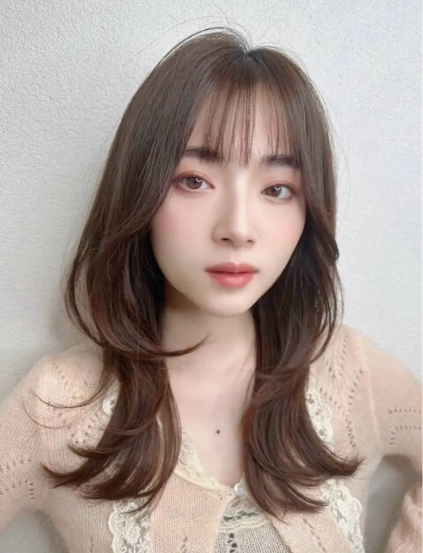 ミディアム くびれヘア レイヤーカット カット ヘアカラー トリートメント レイヤー/韓国/艶髪 /タカマサのヘアスタイル