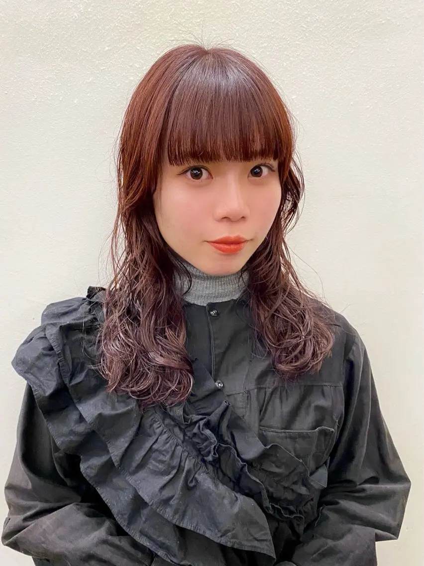 セミロング カラー パーマ カット ヘアカラー パーマ トリートメント 似合わせレイヤー/ ケアパーマ/高倉のヘアスタイル