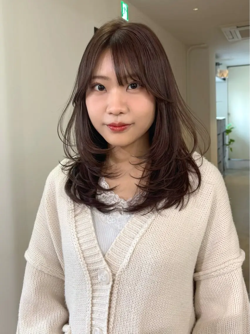 ミディアム カラー カット ヘアカラー mizuki/ピンク ベージュ.レイヤーのヘアスタイル