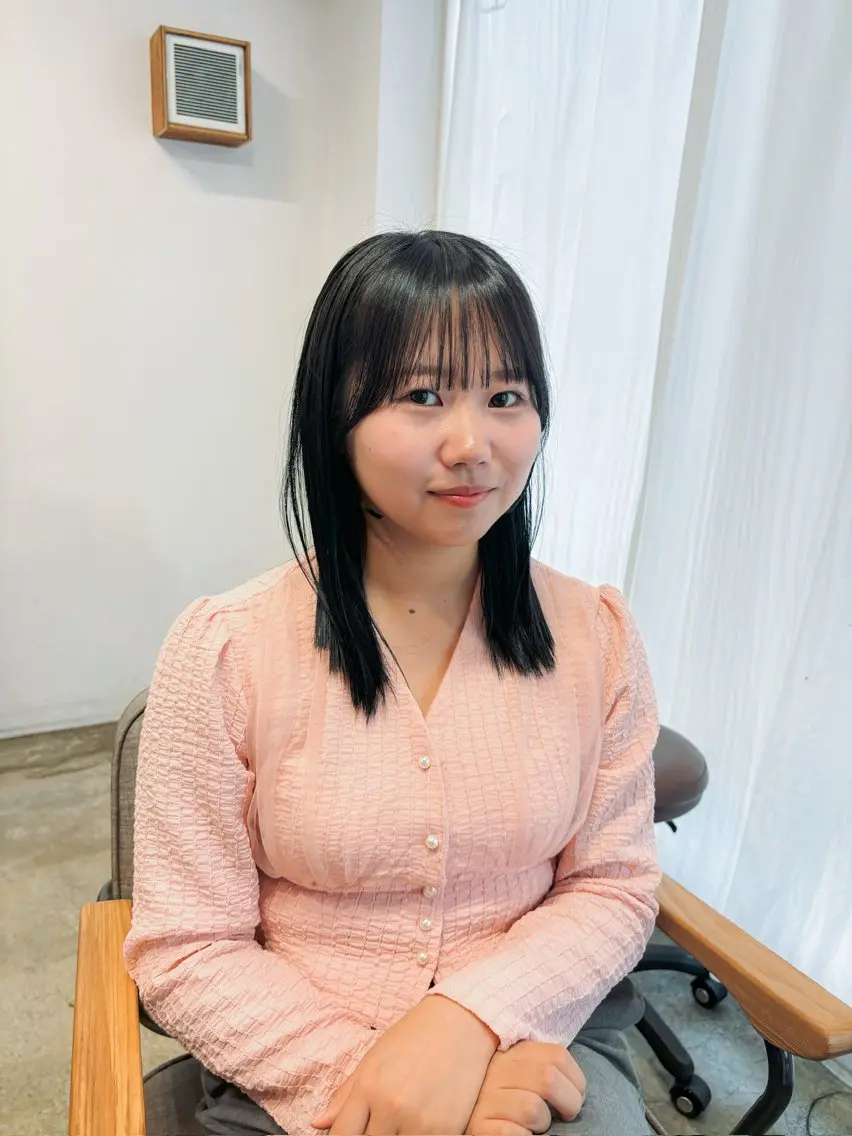 ミディアム 韓国風ヘア カット ヘアカラー トリートメント 【韓国レイヤー特化 ハッシュカット】のヘアスタイル