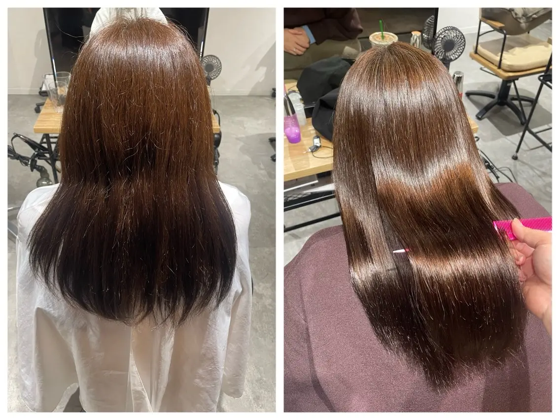 ロング 縮毛矯正 天王町×艶感 カラー 🍒サヤ🍒のヘアスタイル