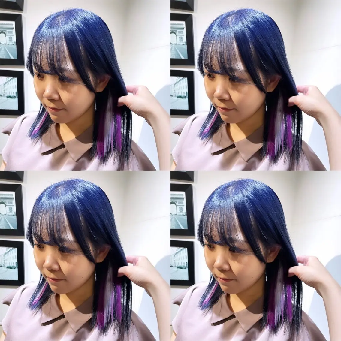 ミディアム カラー イヤリングカラー ネイビーカラー エクステ 🌟トップデザイナー 高橋🌟のヘアスタイル